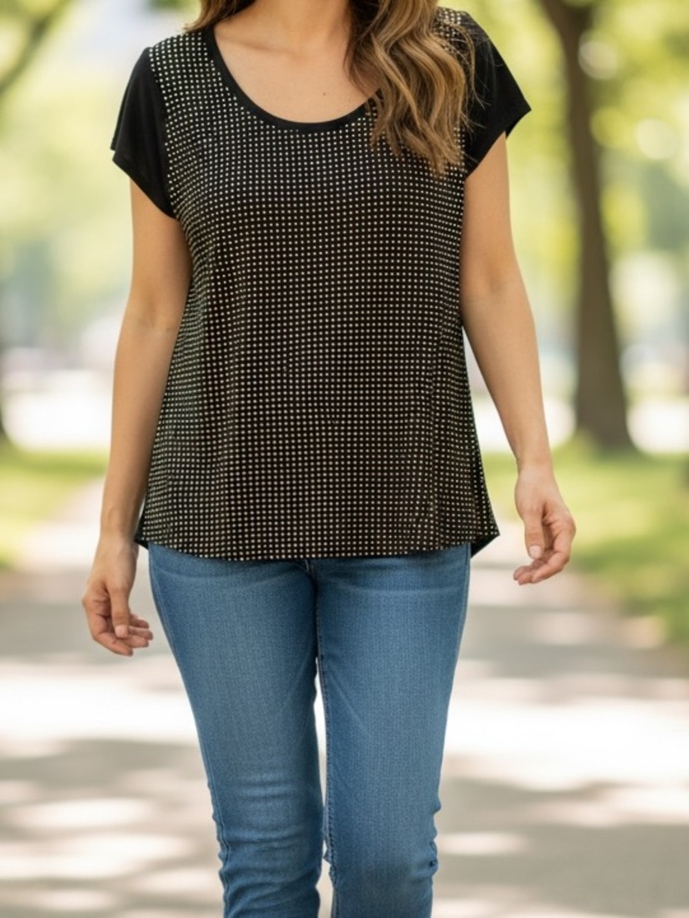 Nevada blouse stud gold rhinestone